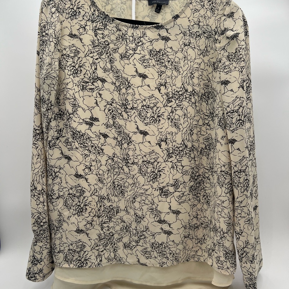 The Limited Black Floral Cream Blouse
